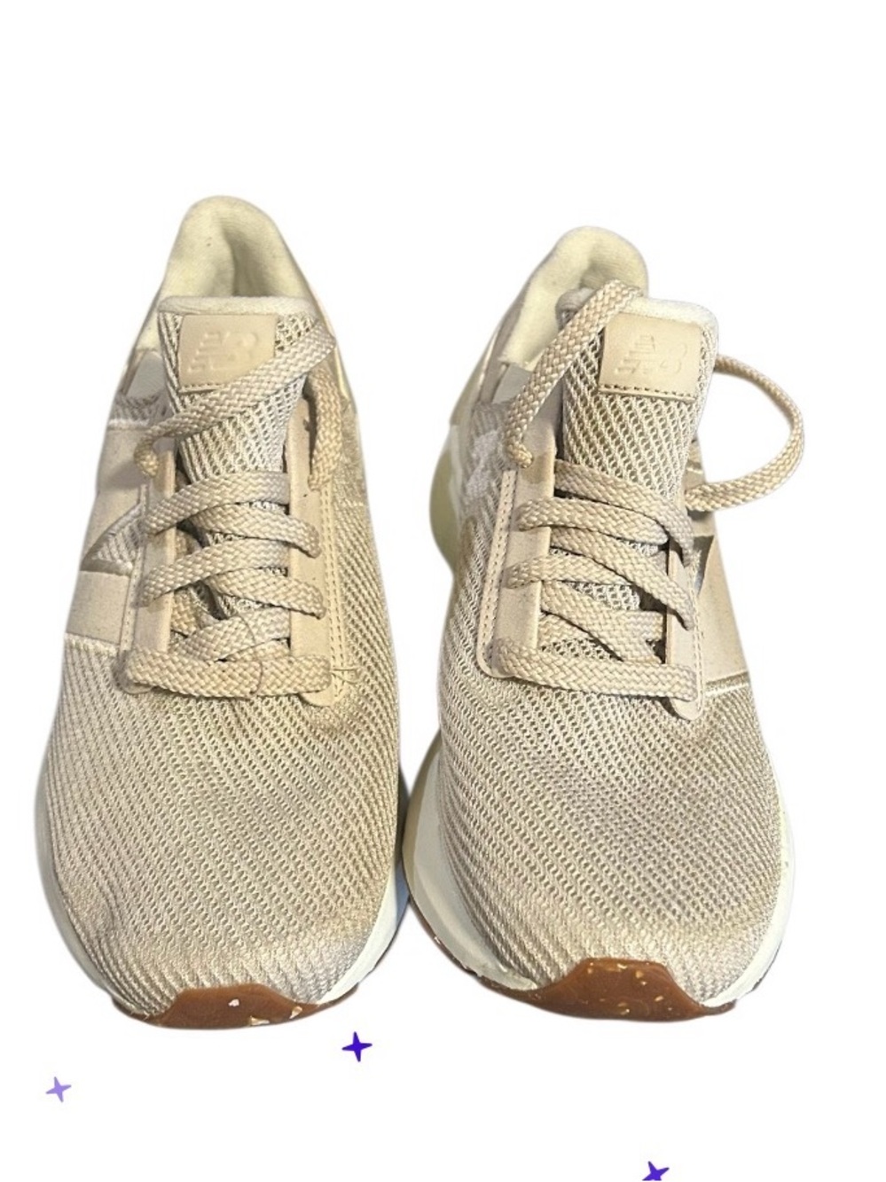 New Balance Tan Knit Lace-Up Sneakers